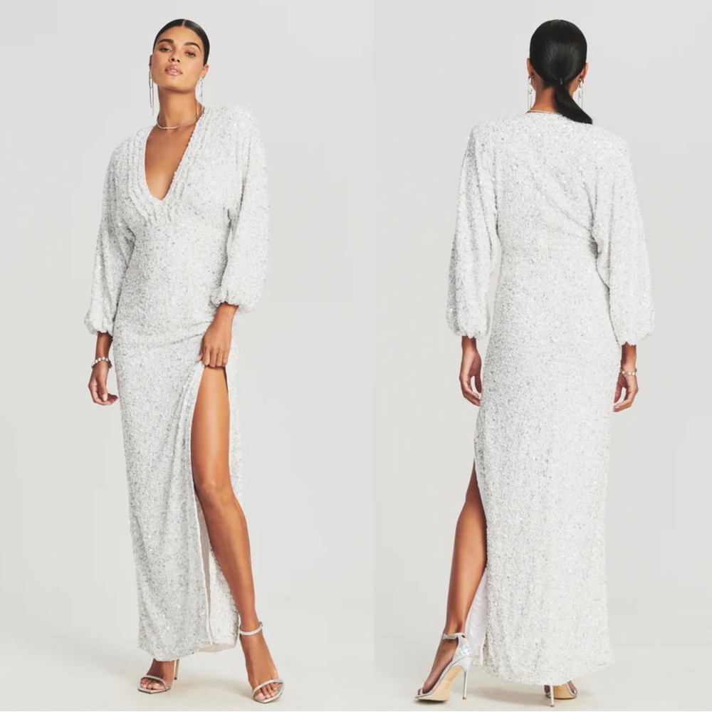 Retrofete Camille Sequined Chiffon Maxi Dress